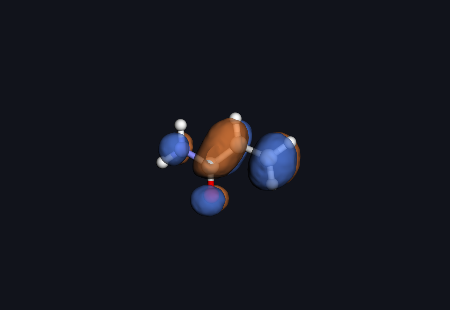 The LUMO (pi*) of acrylamide computed by Hilbeon
