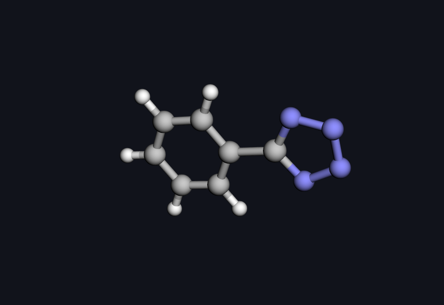 3D structure of the phenyltetrazolate anion computed by Hilbeon